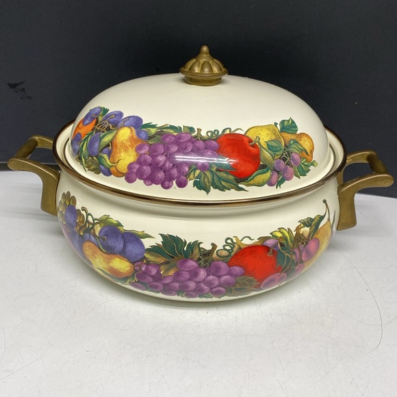 Fissler Asta Lincoware Casserole Dish Cornucopia Fruit Enamelware Dutch Oven - Picture 6 of 17
